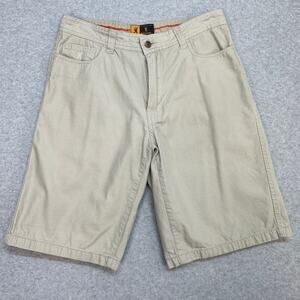 Browning Bermuda Shorts Men 32 Tan Cotton Flat Front Zip Fly Button Casual Chino